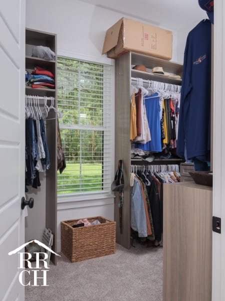 Custom Home Build Walk In Closet Custom Shelving Units - Dylans Grove 2 | Robinson Renovation & Custom Homes, Inc.