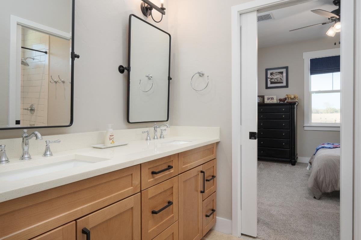 Bathroom with Double Sinks and Mirrors 