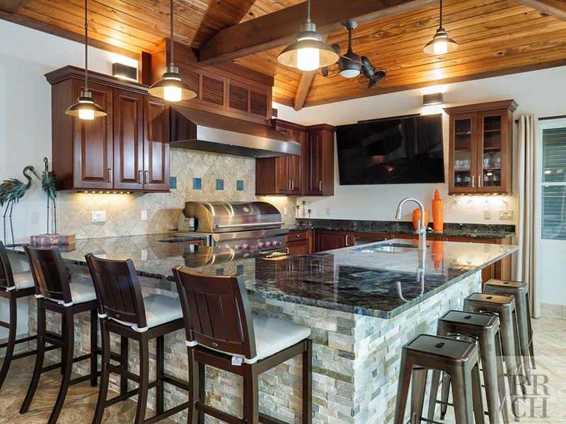 Large Outdoor Kitchen Island with Bar Seating