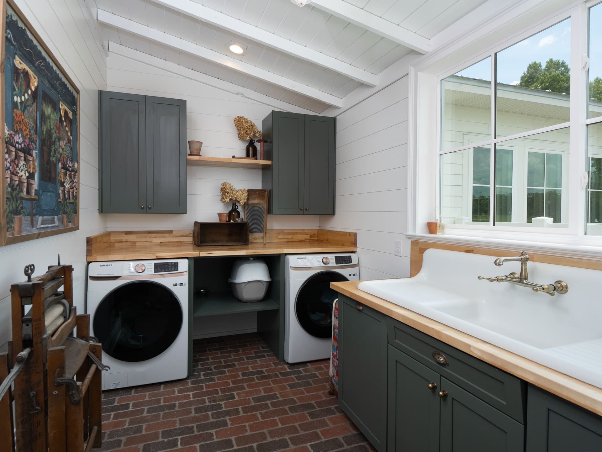 Laundry Room with Farmhouse Sink in Modern Alachua Country Home Laundry Room with Farmhouse Sink in Modern Alachua Country Home