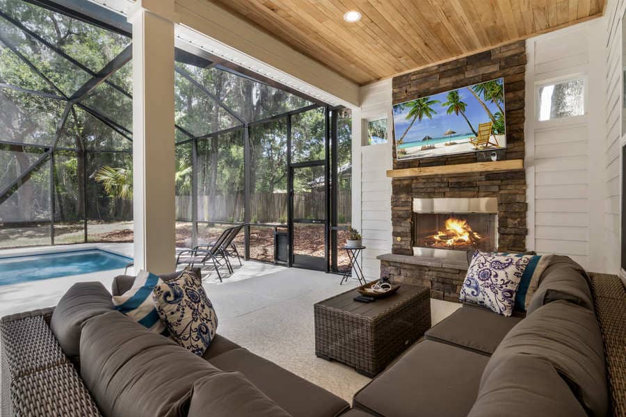 Fletcher Park Lot 5 Back Porch Lounge Area of Modern Farmhouse Custom Home in Gainesville, FL