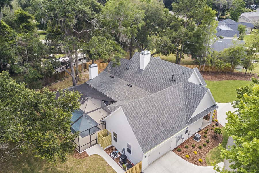 Fletcher Park Lot 5 Bird Eye Exterior of Modern Farmhouse Custom Home in Gainesville, FL