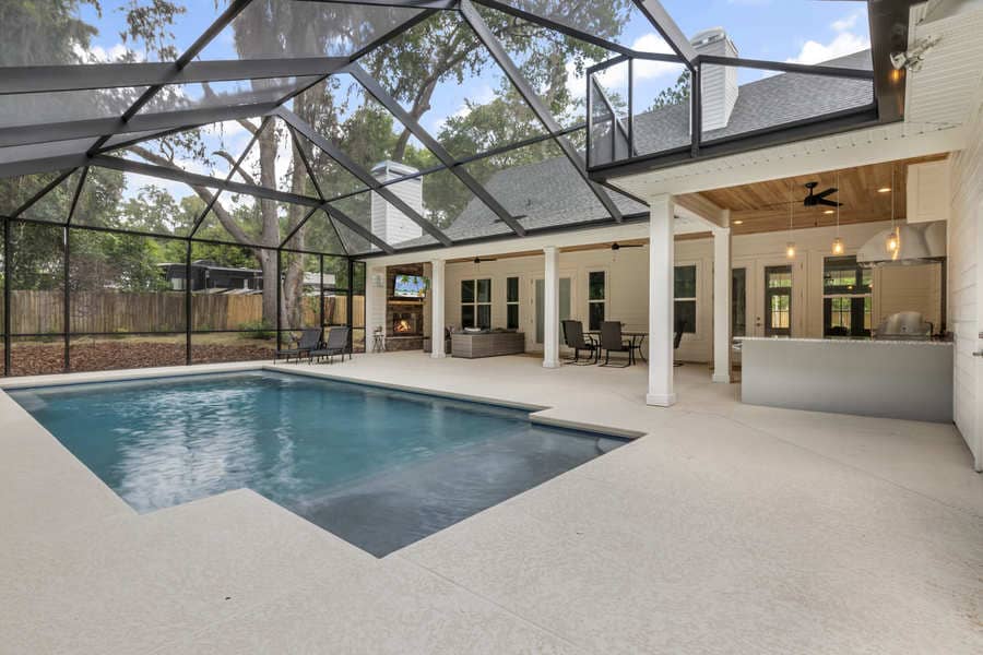 Fletcher Park Lot 5 Custom Pool by Fun State Pools of Modern Farmhouse Custom Home in Gainesville, FL