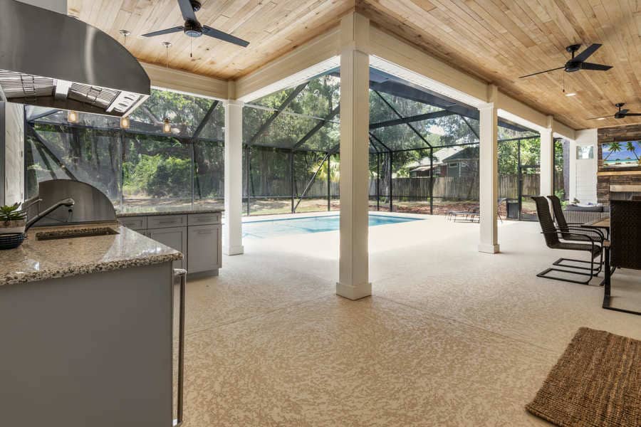 Fletcher Park Lot 5 Outdoor Summer Kitchen of Modern Farmhouse Custom Home in Gainesville, FL