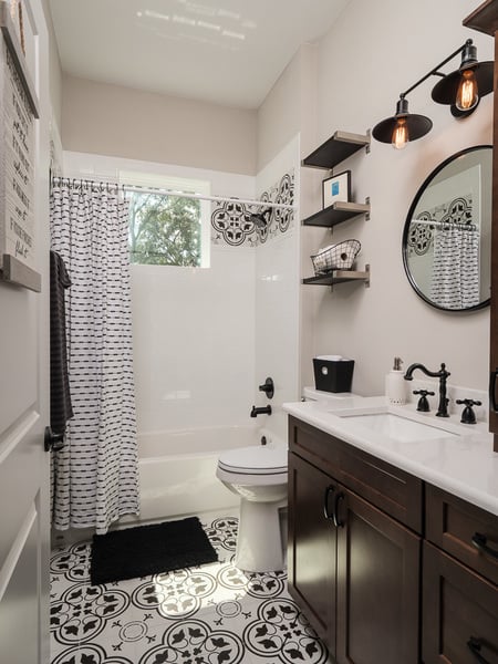 Robinson Renovation & Custom Homes Jonesville Remodel Bathroom Industrial Lighting