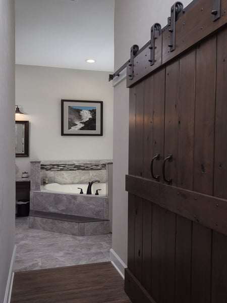 Robinson Renovation & Custom Homes Jonesville Remodel Master Bathroom Barn Doors