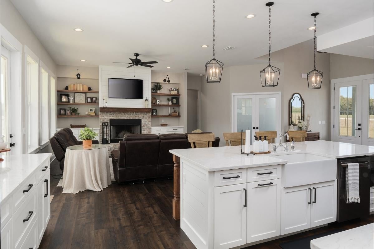 Kitchen and Living Room View 
