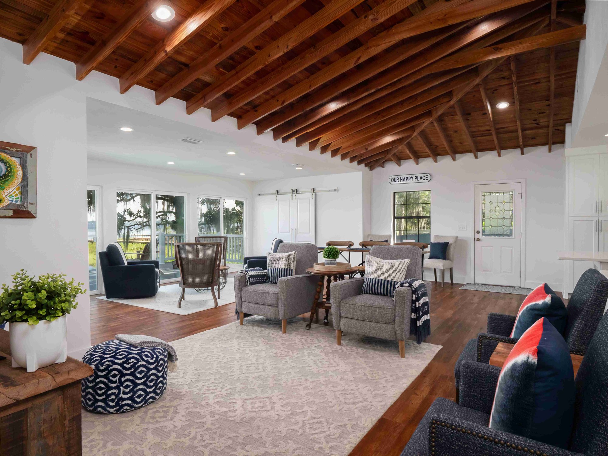 Lake Santa Fe Wooden Beam Ceiling Custom Home Florida