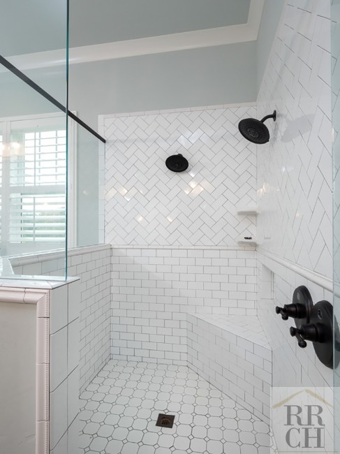 Level Entry Tiled Shower in Primary Suite Custom Home