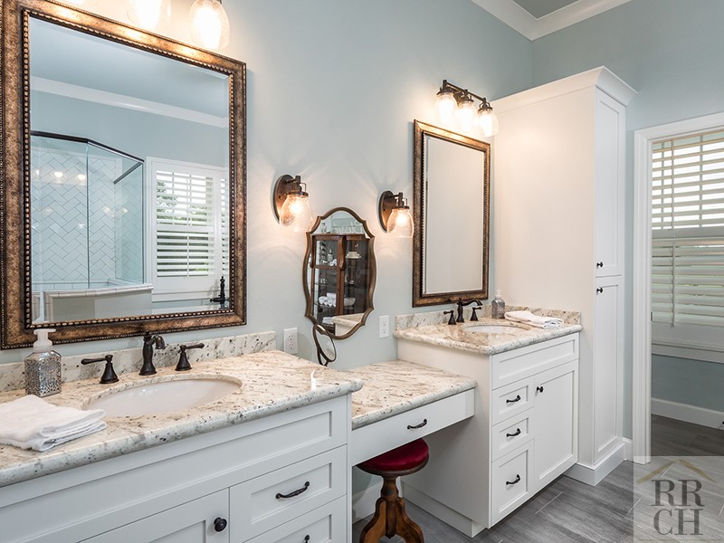 Custom Double Vanity with Seating New Construction Gainesville
