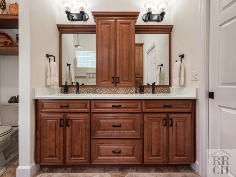 Double Wood Vanity in Remodeled Kanapaha Pines Bathroom
